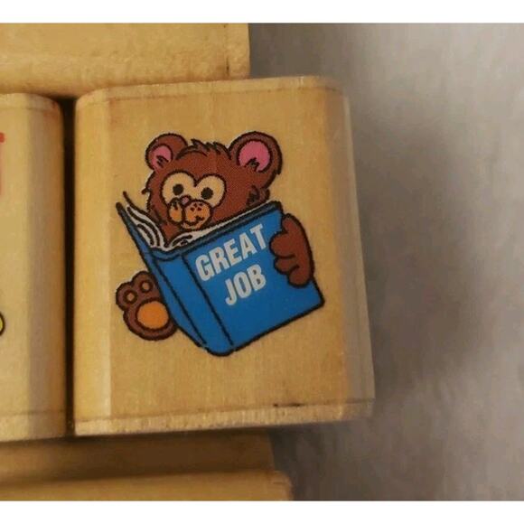 Noteworthy RUBBER STAMPS Lot of 4 Teacher Classroom Rubber Stamps Wood Mounted - Picture 4 of 9